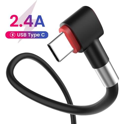 USB Type C Micro USB Quick Charger Cable 90 Degree Elbow Mobile Phone Fast Charging Cable For Samsung S10 S20 Huawei P40 Xiaomi
