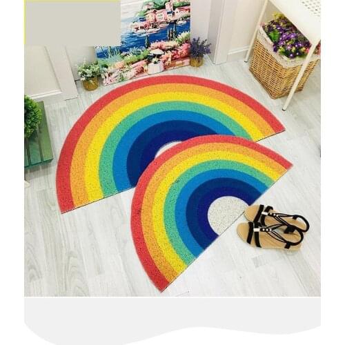 Thickened Semicircle Rainbow Floor Mats Bathroom Mat Door Mat Entrance Can Be Cut Living Room Rug Resist Dirt Pvc Rug