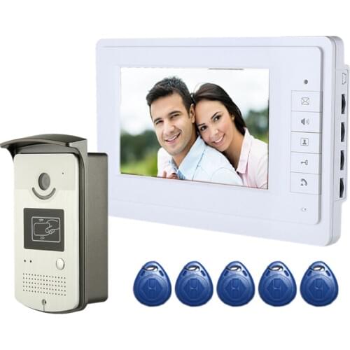 SmartYIBA Video Intercom 7''Inch Monitor Wired Video Doorbell Door Phone Intercom System RFID Access Control 1 Monitor 1 Camera