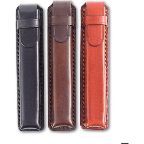 Vintage Rtro style Handmade Genuine Leather Pen Bag Cowhide Pencil Bag Single pen storage for Outdoor Travel