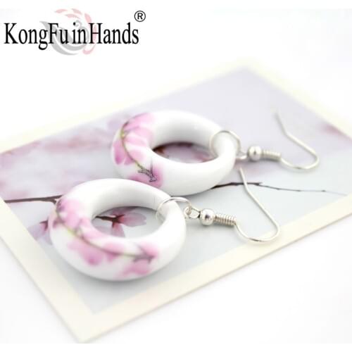 Top Quality Ceramics Statement Blossom Drop Earrings Top Quality Jewelry Flower for Party Shiny Christmas Gift Fashion