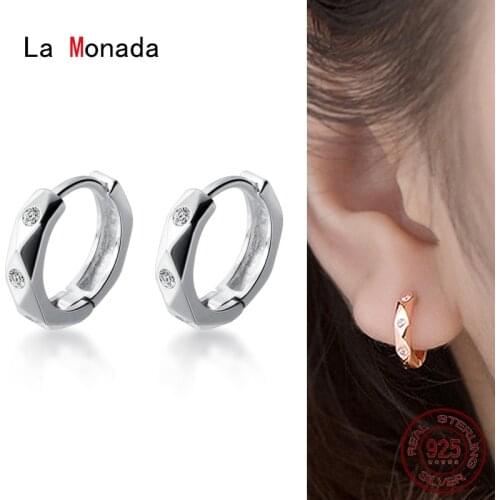 La Monada Hoop Earrings For Women Silver 925 Fine Women Earrings Jewelry Small Geometry Hoop Earrings 925 Sterling Silver Women