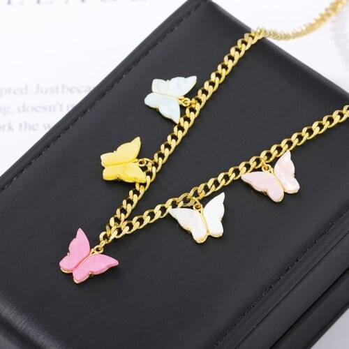 Harajuku Butterfly Necklace For Women Goth Choker Gold Chain Vintage Jewelry Collier Bijoux Femme