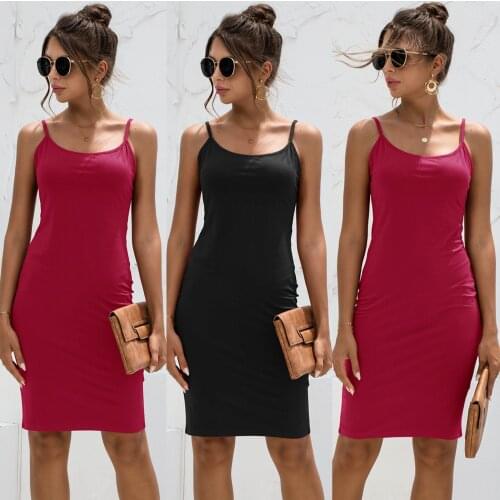 Woman dress Spaghetti Strap Square Collar Summer womens dress 2021 soild backless casual womens dress
