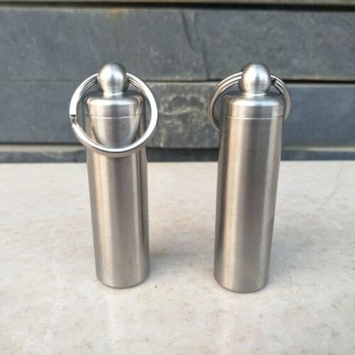 1PC Outdoor Portable Mini Stainless Steel 304 Waterproof Sealing Tab Box Metal Medicine Tank Bin Diameter 15MM EDC Pocket Tool