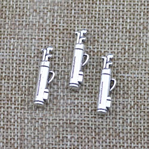 Newest 10Pieces 6*24mm Mixed Alloy Antique Silver Color Golf Brassie Charms Fashion Pendant Accessory For DIY Jewelry Making
