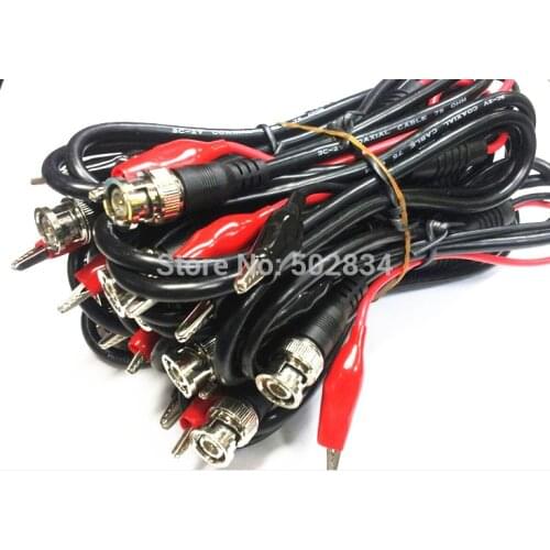 10pcs/lot BNC Male Plug to Dual Test Alligator clips Oscilloscope Probes Adapter Cable 1m