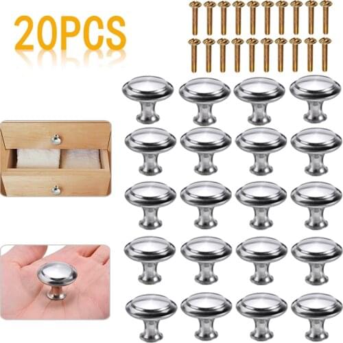 20Pcs Stainless Steel Door Knob Cabinet Handles Cupboard Drawer Kitchen Stainless Steel DIY Hardware Drawee Knobs with Screws