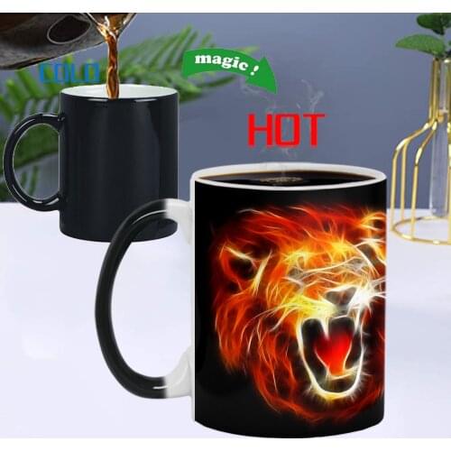 350ml Creative Lion Color Changing Cup Office Breakfast Ceramic Coffee Cow Milk Tea Mug A Surprise Birthday Gift For Friends