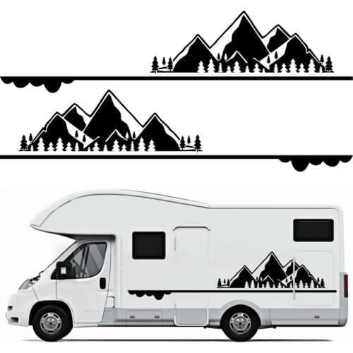 4PCS Mountain Off-Road Adventurer Car Sticker for Camper VW Leg T6 Ford Transit Striped Vinyl Sticker Car Accessories