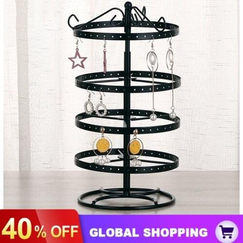 4 Tier Round Rotating Alloy Earrings Jewelry Holder Stand Organizer Display Rack Earrings holder Ear Studs Jewelry Holder Stand