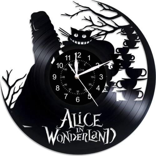 Alice in Wonderland living room retro nostalgic clock fashion modern art design vinyl record wall clock