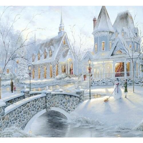 Full round Diamond 5D DIY Diamond Painting Winter snow castle 3D Embroidery Cross Stitch Rhinestone Mosaic Home Decor AS576