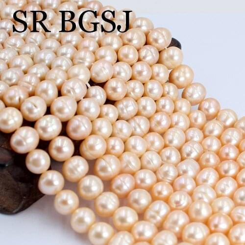 Free Shipping 8-9mm Not Very Round Pink Natural Pearl Handwork DIY Loose Beads for Jewelry Design14"