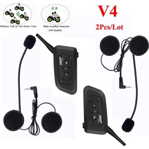 Vnetphone V4 1200m Bluetooth Motorcycle Bike Interphone 4 Riders Headset Speaker Intercom for Motorcycle Rider Helmet