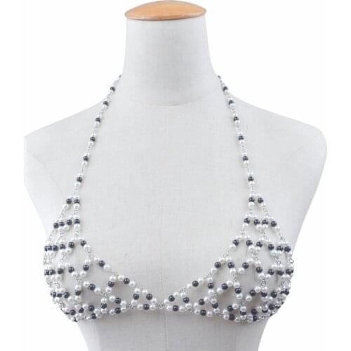 Boho Mesh Piercing Sexy Hollow Body Chain Crystal Bikini Bra Harness V Statement Necklace Women Waist Belly Body Jewelry