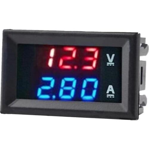 Mini Digital Voltmeter Ammeter DC 100V 10A Voltmeter Current Meter Tester Blue+Red Dual LED Display