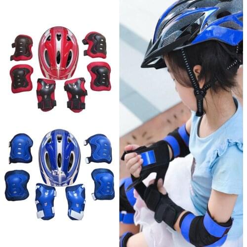 Kids Children Roller Skates Bike Safety Helmet Knee Elbow Wrist Guard Pad Set
