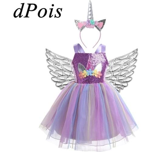 Kids Cosplay Girls Dresses Childrens' 3D Flower Mesh Tutu Sequins Dress for Theme Party Childs Cartoon Animal Roleplay Costumes