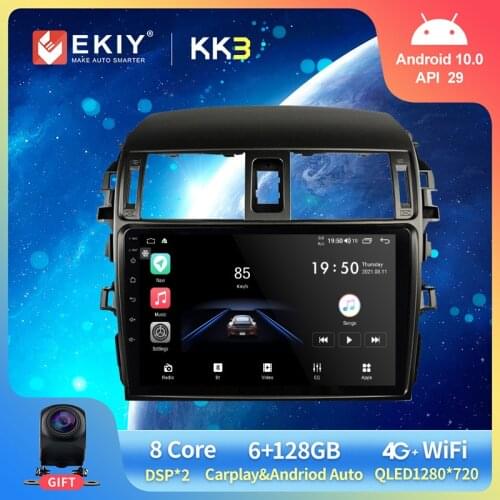 EKIY 1280*720P DSP Android10.0 Car Multimedia Player For Toyota Corolla 2006-2013 E140/150 8 Core 4G WIFI Stereo Auto Radio Navi