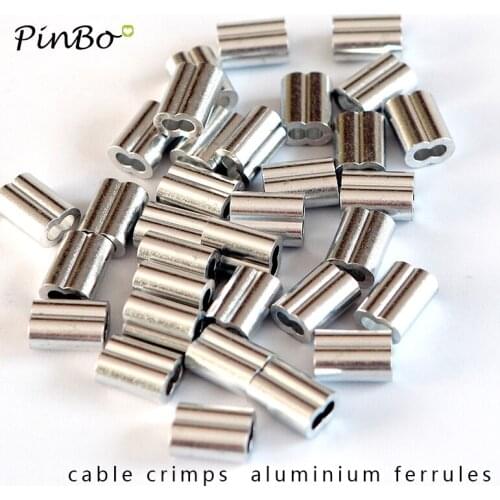 50pc Diameter 4mm M4 Aluminium Sleeves Oval Double Hole for Crimping Wire Rope