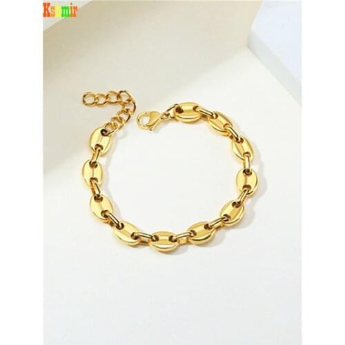 Kshmir New vintage handmade thick chain brass metal fashion women simple bracelet bracelet jewelry gifts wholesale 2021
