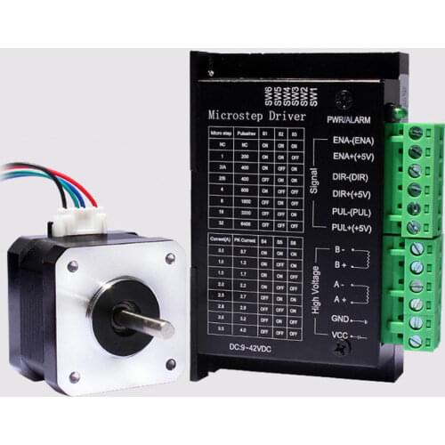 L42BYGH34 Torque 0.28N.m Bipolar Nema 17 Stepper Motor+Driver Set 1.7A/24V MWT