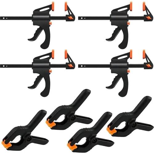 HOT 8 Pieces F-Clamps Clamp Kit, Quick Release Screw Clamps Clamps Clamp Set Clamps-One Hand DIY Hand Tool Kit