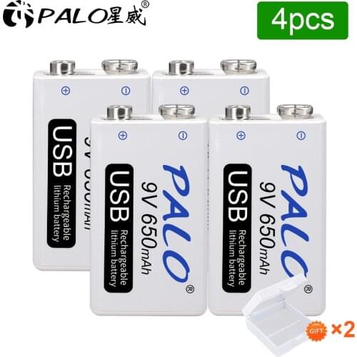 9V Micro USB Lithium Rechargeable Battery 650mAh 9 Volt High Volume Batteries For RC Helicopter Model Microphone