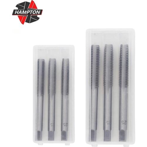 Hampton 3pcs HSS Hand Tap Set Right Hand Metric Thread Tap M2 M2.5 M3 M3.5 M4 M5 M6 M8 M10 M12 Screw Tap Drill Straight Plug Tap
