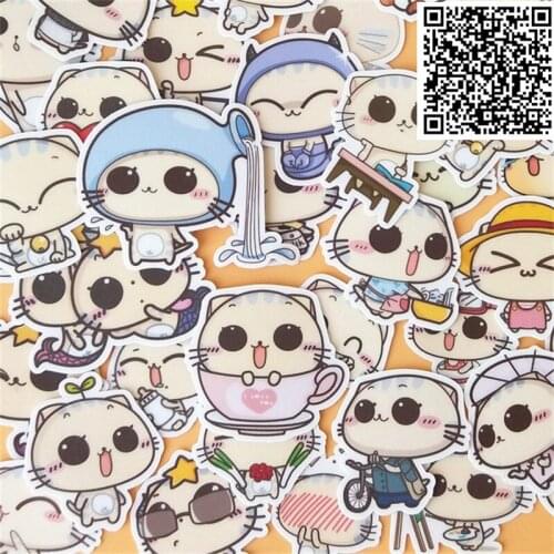 New 40 Pcs Cute cat funny Decal Mobile/PC car phone Self waterproof Scrapbooking Stickers Car Sticker Wedding Decoration