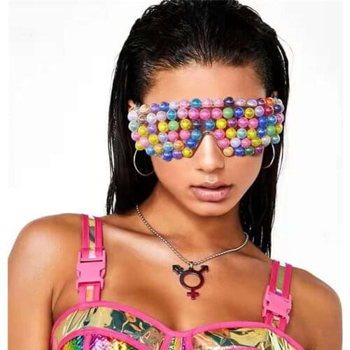Nightclub Female Singer Stage Performance Cool Glasses Model Street Shooting Color Accessories Festival Rave Outfits DWY5886
