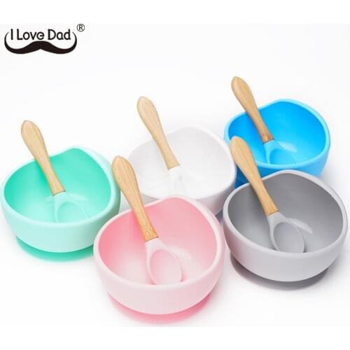 Solid Color Baby Feeding Food Tableware Candy Color Kids Dishes Baby Eating Dinnerware Set Baby Training Bowl Spoon