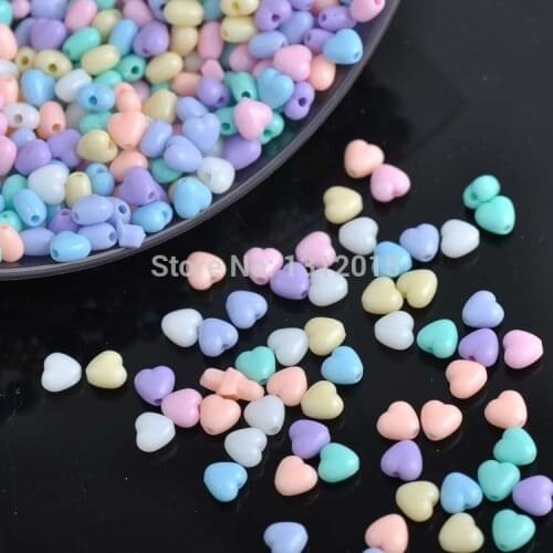 Wholesale 7x7mm 400pcs Mixed Color Acrylic charm Heart Spacer Beads For jewelry making DIY YKL0218