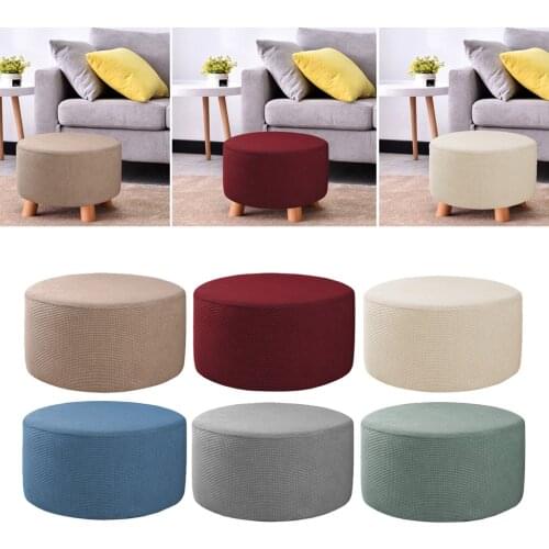 Round Ottoman Slipcover Footstool Footrest Cover Removable Living Room