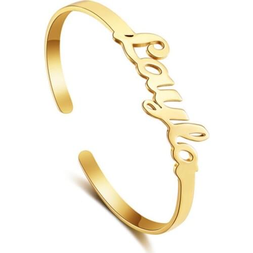 Personalized Custom Name Women Bracelet Stainless Steel Nameplate Bracelets DIY Baby Dad Mom Charm Family Jewelry