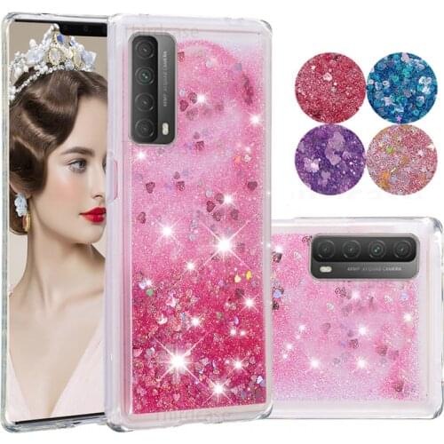 Clear Silicone Cover on Huawei Y7P Y7A Y5P Y6P Y9A Y8P Y9S Y6S Liquid Glitter Soft Case Huawei Mate 30 Pro 20 Lite Nova 5T Coque