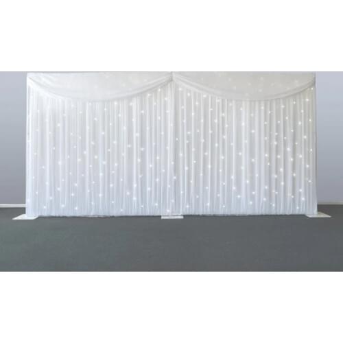 Romantic 6m/20ft (w) x 3m/10ft (h) starlit Wedding backdrop stage curtain background veil include curtain and lighting