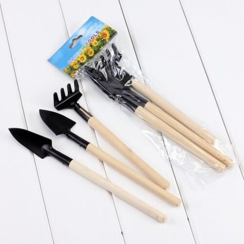 3pcs Mini Gardening Spade Shovel Rake Garden Plant Cultivating Tool Plant Tool with Wooden Handle Gardening Tool