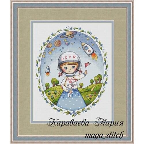 Girl Series-Astronaut ( Counted Cross Stitch 11CT 14CT 18CT Cross Stitch Kits Embroidery Needlework Sets