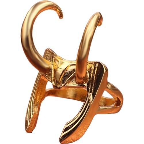 Loki Cosplay Helmet Gold-plating Rings Men Women Charm Jewelry Accessories Gifts