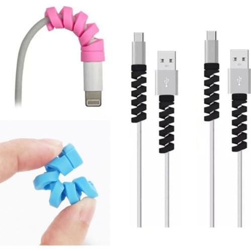 Spiral USB Cable Data Line Protector Cord Cover Silicone Decorate Smartphone Accessories