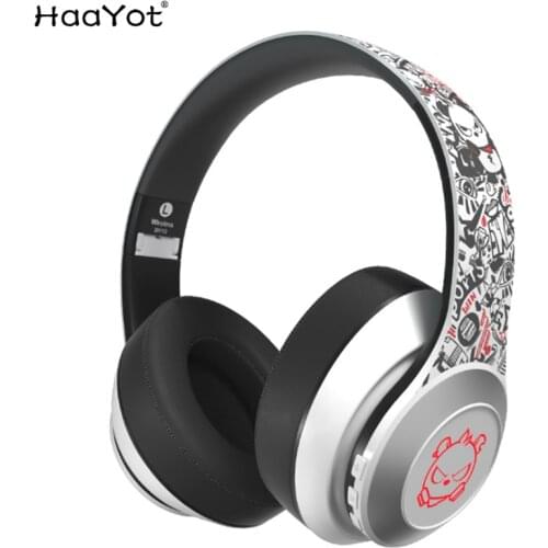 Crazy Bear LED Bluetooth 5.0 Headphones Wireless Gaming Bass Graffiti Foldable Headset With HD Microphone Cute Earphone