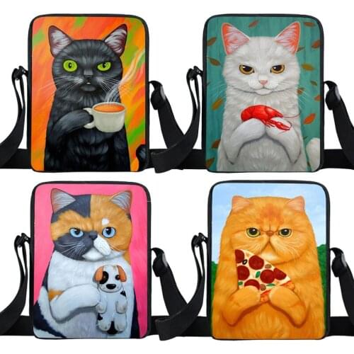 Tea With Milk Cat Printing Messenger Bag Fashion Women Shopping Bags Ladies Canvas Shoulder Bag Travel Female Portable Handbags
