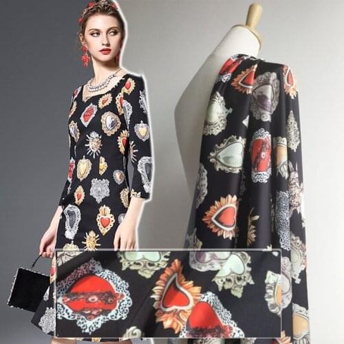 Gem printed polyester fabric meter brand dress womens 100% polyester fabric handmade DIY fabric wholesale polyester cloth