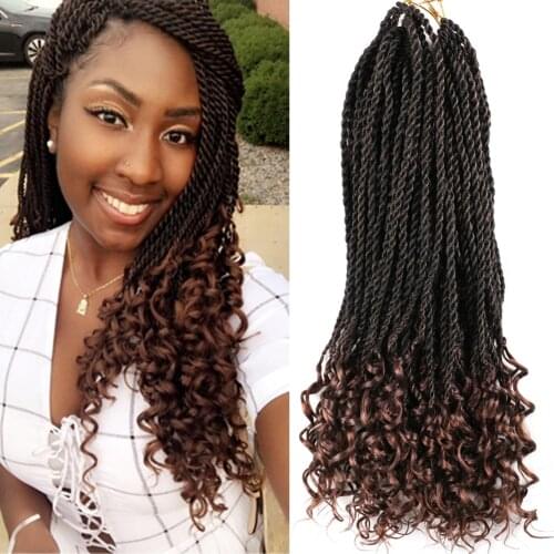 Mtmei Hair Ombre Braiding Hair Extensions 18“ 30Strands/Pack Goddess Senegalese Twist Hair Curly Ends Synthetic Crochet Braids