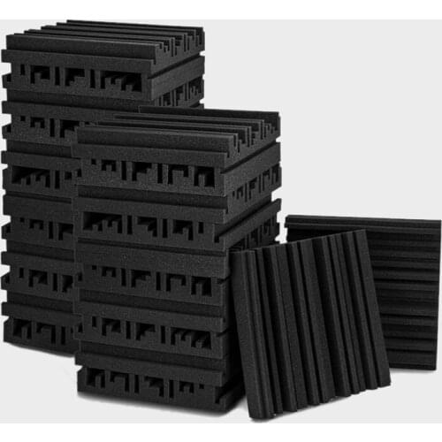 Quality 24 Pcs Black Acoustic Foam Panels,Studio Wedge Tiles,Sound Panels Wedges Soundproof Sound Insulation Absorbing,30X30X5cm