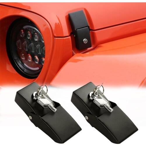 Engine Bonnets Hood Lock For Je ep Wrangler JK 2007-2017 Metal with Key Pattern Design Hood Lock For Wrangler Car Hood Locks