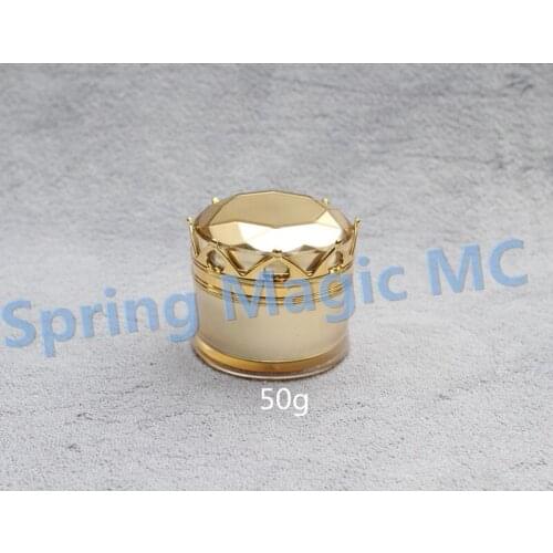 50g Gold acrylic crown shape cream JAR Empty cosmetic Cream bottle container Cosmetic eye cream/night creamRefillable Bottle