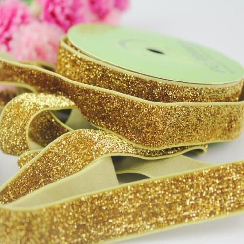 10 yards 16mm stretch polyester band webbing gold velvet ribbon elastic bands for clothes